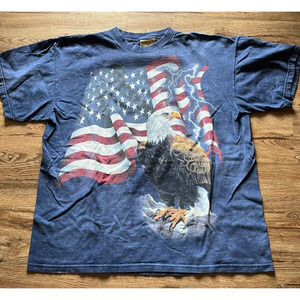 The Mountain Bald Eagle American Flag USA T-Shirt L Patriotic Tye Dye LARGE